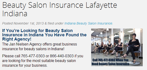 Beauty Salon Insurance Lafayette Indiana